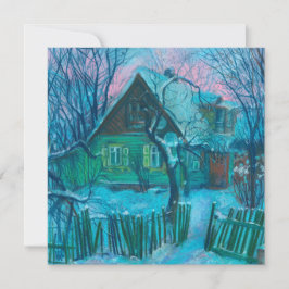 Winterlandschaft Altes Hütte Haus Pastelmalerei