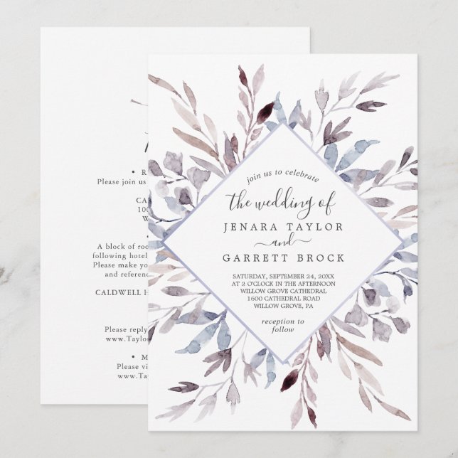 Winterlandschaft auf einer Hochzeit Einladung (Vorne/Hinten)