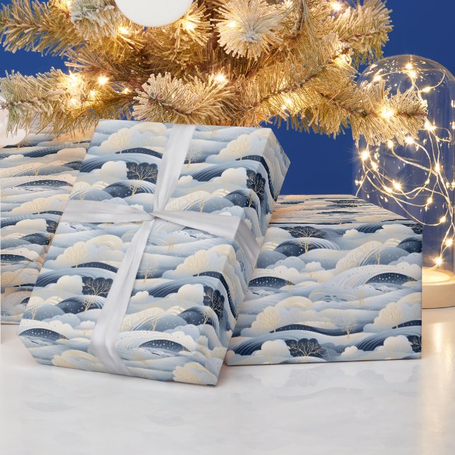 Winterlandschaft Bäume Berge Schnee Geschenkpapier (Feiertage)