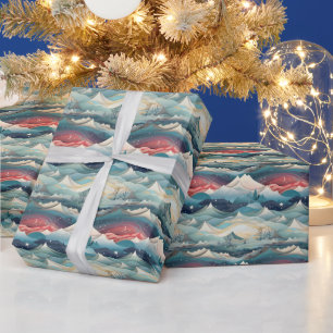 Winterlandschaft Bäume Berge Schnee Geschenkpapier