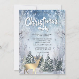 Winterlandschaft Bäume Hirsche Weihnachtsunternehm Einladung
