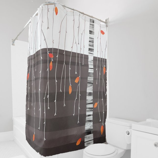 Winterlandschaft Bäume Kunst Duschvorhang (Abstract winter tree art shower curtain)