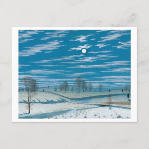 Winterlandschaft bei Mondlicht Gemälde Postkarte