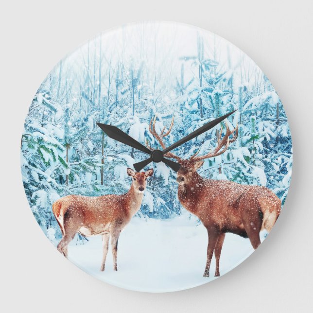 Winterlandschaft bei Snowy Dee Große Wanduhr (Vorderseite)