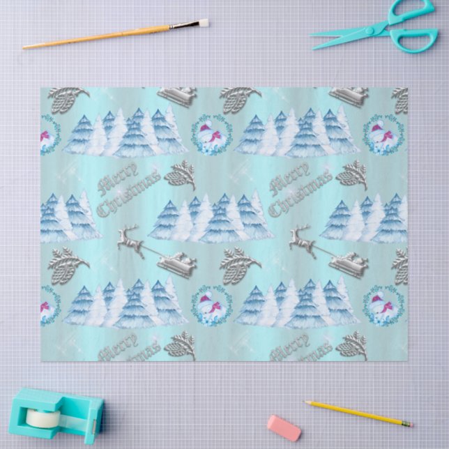 Winterlandschaft Blauer Weihnachten Seidenpapier (Basteln)