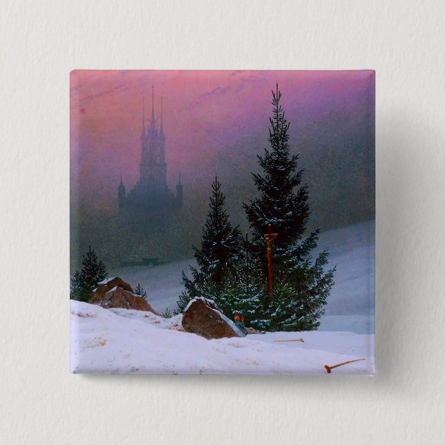 Winterlandschaft Caspar David Friedrich Button (Vorderseite)
