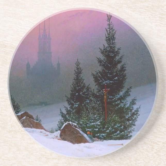 Winterlandschaft Caspar David Friedrich Getränkeuntersetzer (Vorne)