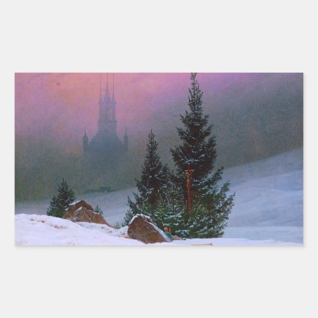 Winterlandschaft Caspar David Friedrich Rechteckiger Aufkleber (Vorderseite)