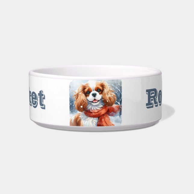 Winterlandschaft Cavalier King Charles - Haustier Napf (Vorderseite)