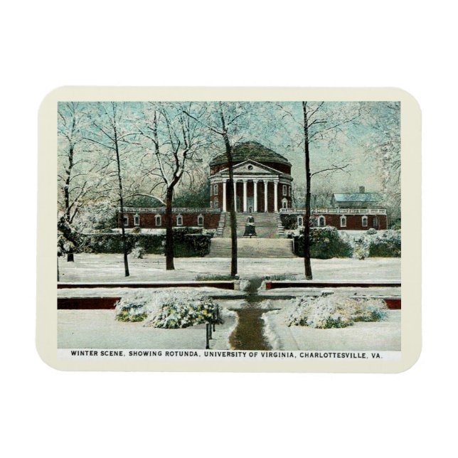 Winterlandschaft, Charlottesville VA, Vintager Sti Magnet (Horizontal)