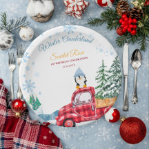 Winterlandschaft Einladung zum 1. Geburtstag