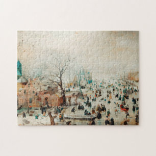 Winterlandschaft Eiszeit Skater 1608 Hendrick Aver Puzzle