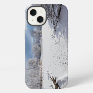 Winterlandschaft entlang des Teichs und der Wälder iPhone 13 Hülle