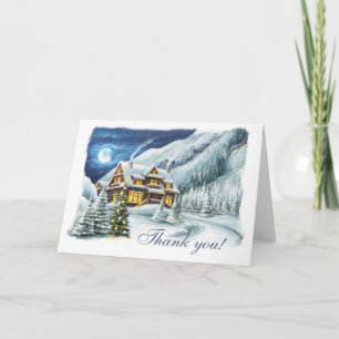 Winterlandschaft Firmenweihnachtsferien Dankeskarte