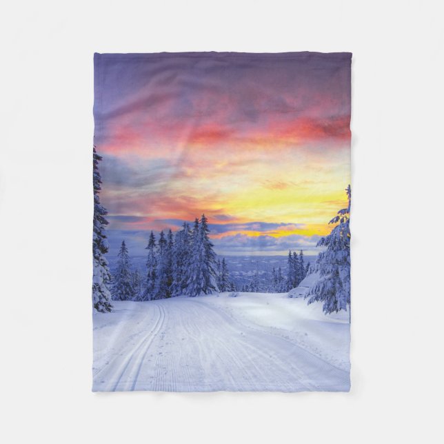 Winterlandschaft Fleecedecke (Vorderseite)