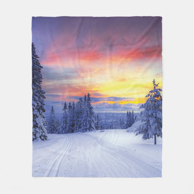 Winterlandschaft Fleecedecke (Vorderseite)