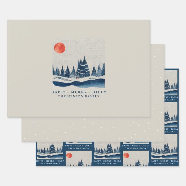 Winterlandschaft Forest Moon Weihnachtsfeiertag Geschenkpapier Set (Set)