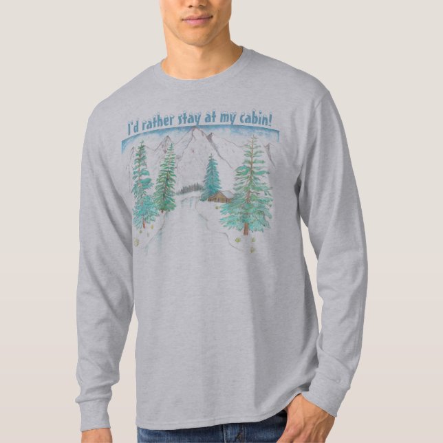 Winterlandschaft Gray Men's Long-Sleeved T-Shirt (Vorderseite)