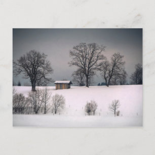 Winterlandschaft, Hügel und Bäume, Hütte Postkarte