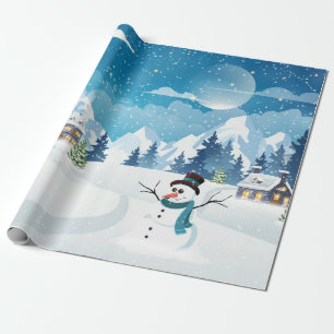 Winterlandschaft im Abend mit Schnee bedeckt Geschenkpapier