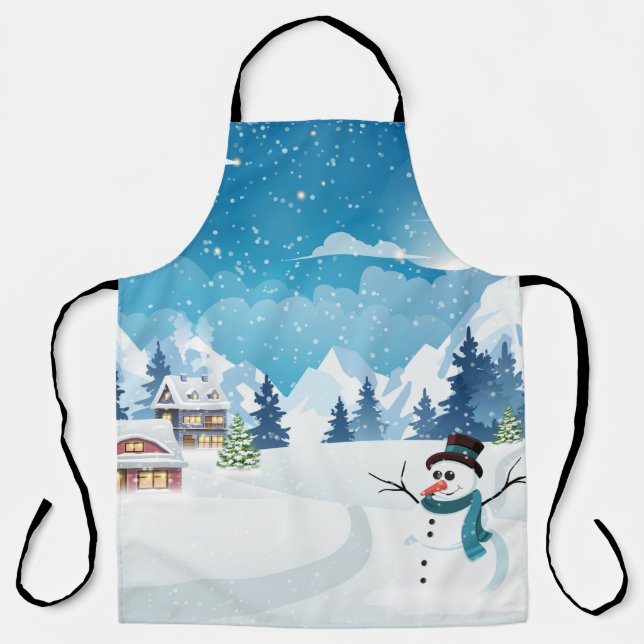Winterlandschaft im Abend mit Schnee bedeckt Schürze (Vorderseite)
