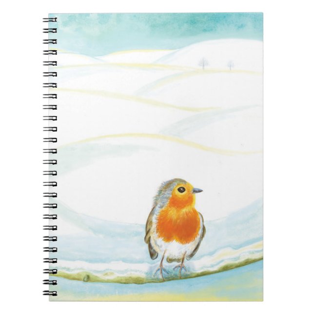 Winterlandschaft im Weißen Winter mit Robin Notizblock (Vorderseite)