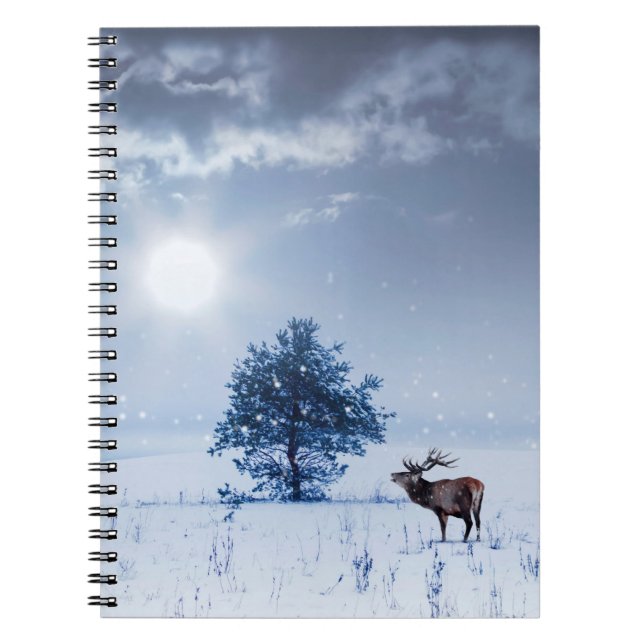 Winterlandschaft in blauer Farbe. Einmaliger Baum  Notizblock (Vorderseite)