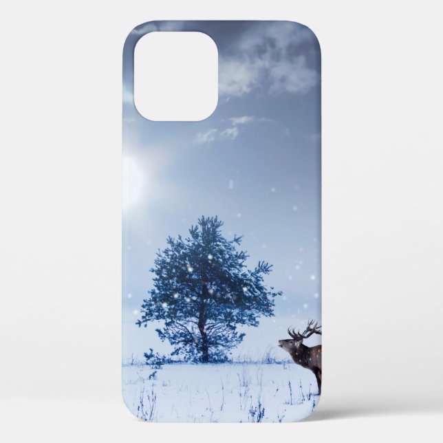 Winterlandschaft in blauer Farbe. Einsamer Baum un Case-Mate iPhone Hülle (Rückseite)
