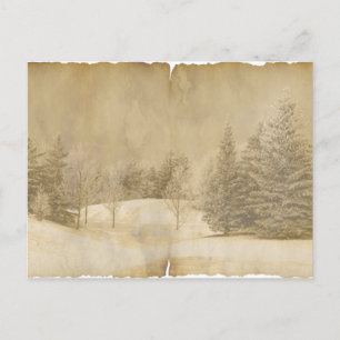 Winterlandschaft in Sepia und Pergament Postkarte