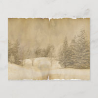 Winterlandschaft in Sepia und Pergament