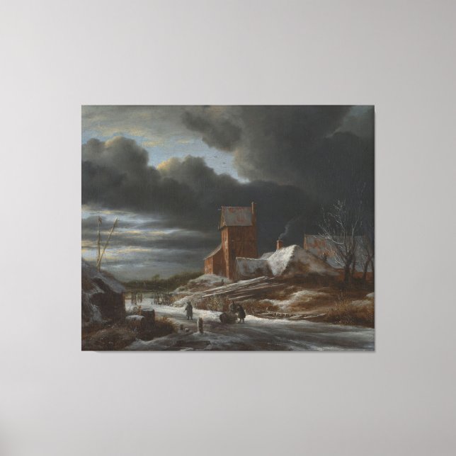 Winterlandschaft, Jacob Isaacksz. van Ruisdael, c. Leinwanddruck (Vorderseite)