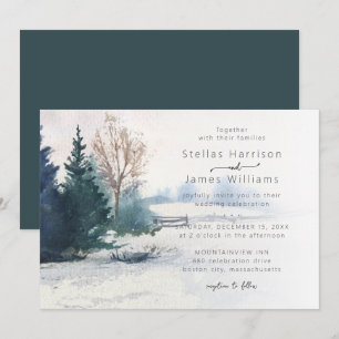 Winterlandschaft Kiefern Hochzeit Einladung