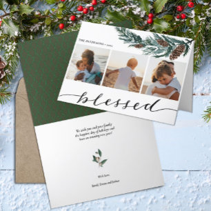 Winterlandschaft   Kiefernkone Drei FotoCollage Feiertagskarte