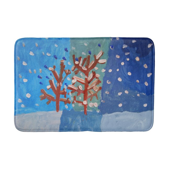 Winterlandschaft "Kunst von Kindern" Badematte (Vorderseite)