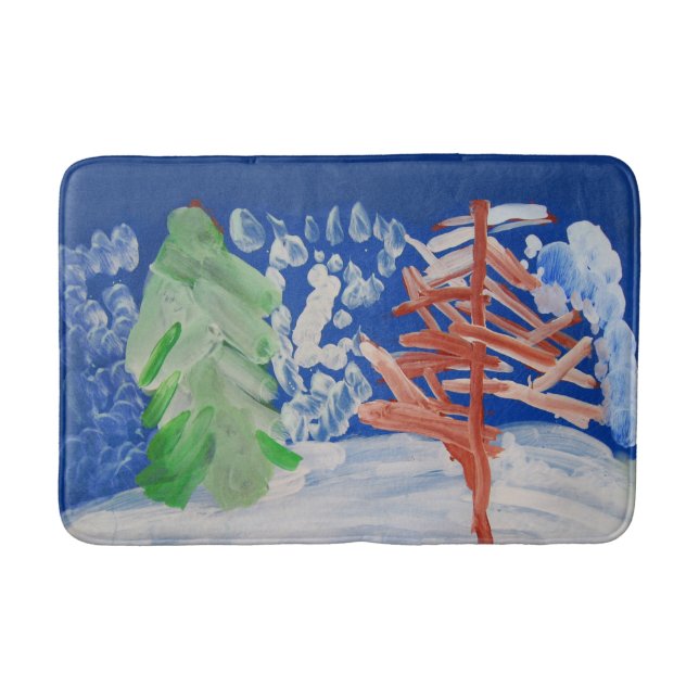 Winterlandschaft "Kunst von Kindern" Badematte (Vorderseite)