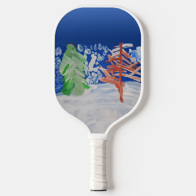 Winterlandschaft "Kunst von Kindern" Pickleball Schläger (Vorderseite)