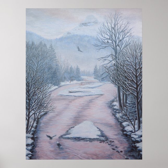 Winterlandschaft Malerei 9 Adler Cheakamus Fluss Poster (Vorne)