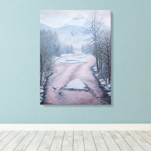 Winterlandschaft Malerei 9 Adler Fluss Druck Leinwanddruck