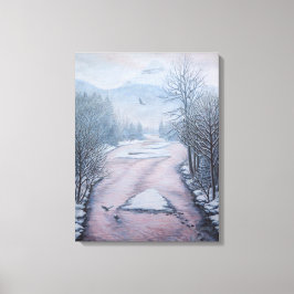 Winterlandschaft Malerei 9 Adler Fluss Print Leinwanddruck