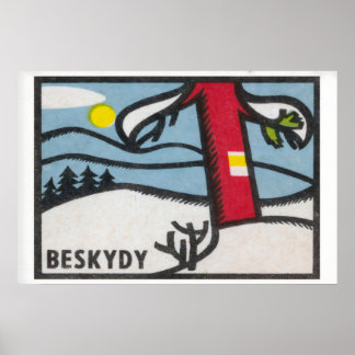 Winterlandschaft Matchbox Kunst Druck, Tschechisch Poster