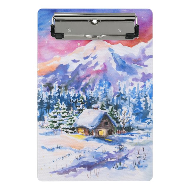 Winterlandschaft Mini Klemmbrett (Vorderseite)