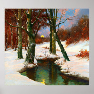 Winterlandschaft mit aufgehender Mond Adolf Kaufma Poster