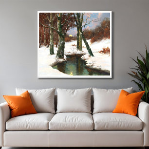 Winterlandschaft mit aufsteigendem Mond Poster