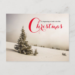 Winterlandschaft mit Baum - Postkarte
