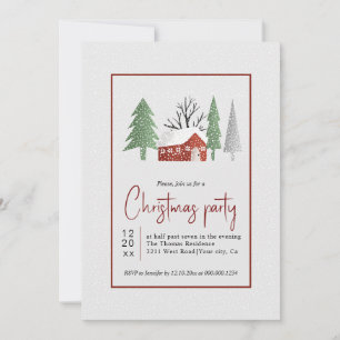 Winterlandschaft mit Bäumen und Schnee Weihnachten Einladung