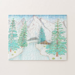 Winterlandschaft mit Bergen Puzzle
