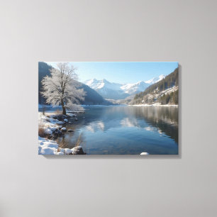Winterlandschaft mit Bergsee Leinwanddruck