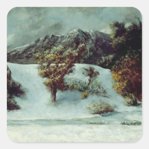 Winterlandschaft mit den Dents du Midi, 1876 Quadratischer Aufkleber