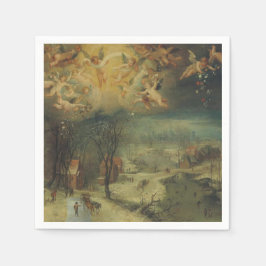Winterlandschaft mit Dörfern Ansammlung Holz Serviette