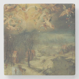 Winterlandschaft mit Dörfern Ansammlung Holz Steinuntersetzer